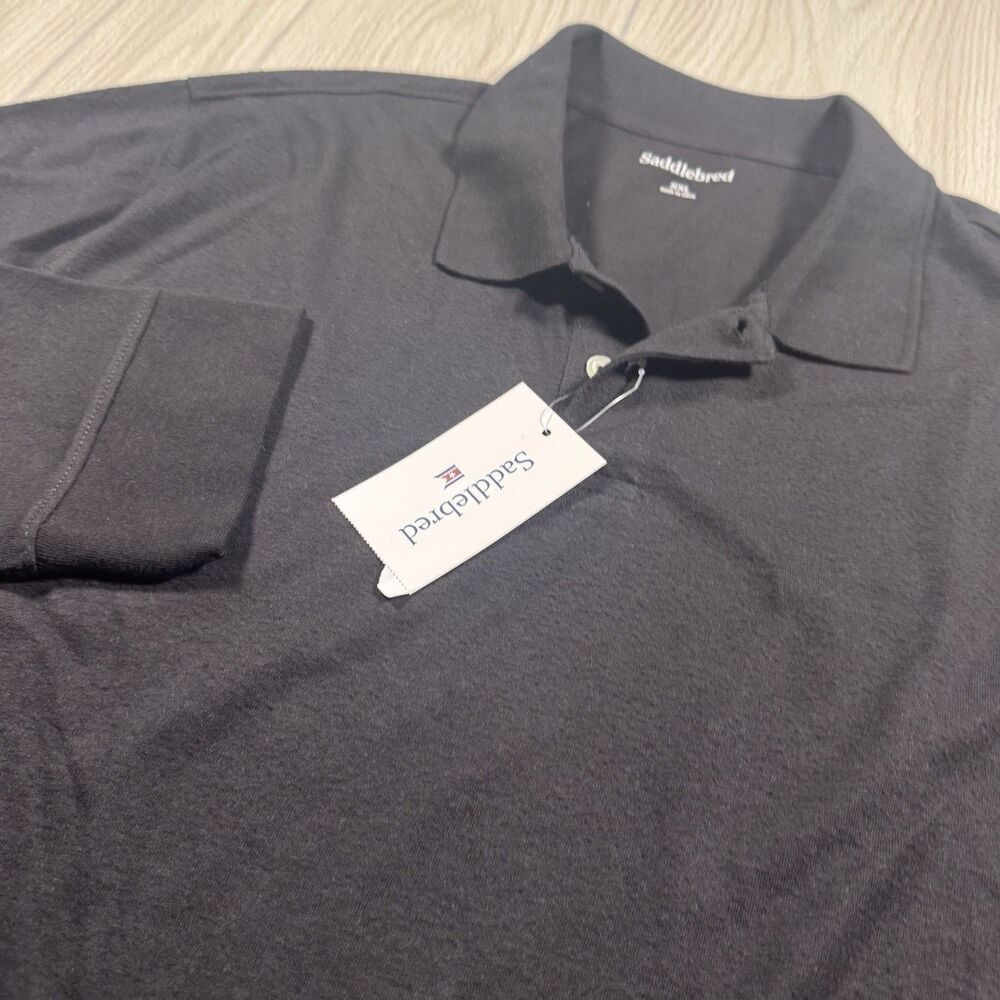 Saddlebred LS Polo Shirt Men’s XXL True Black Collared Casual Soft Knit NWT